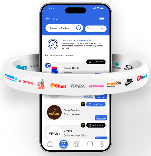 Smartphone com app BooZap